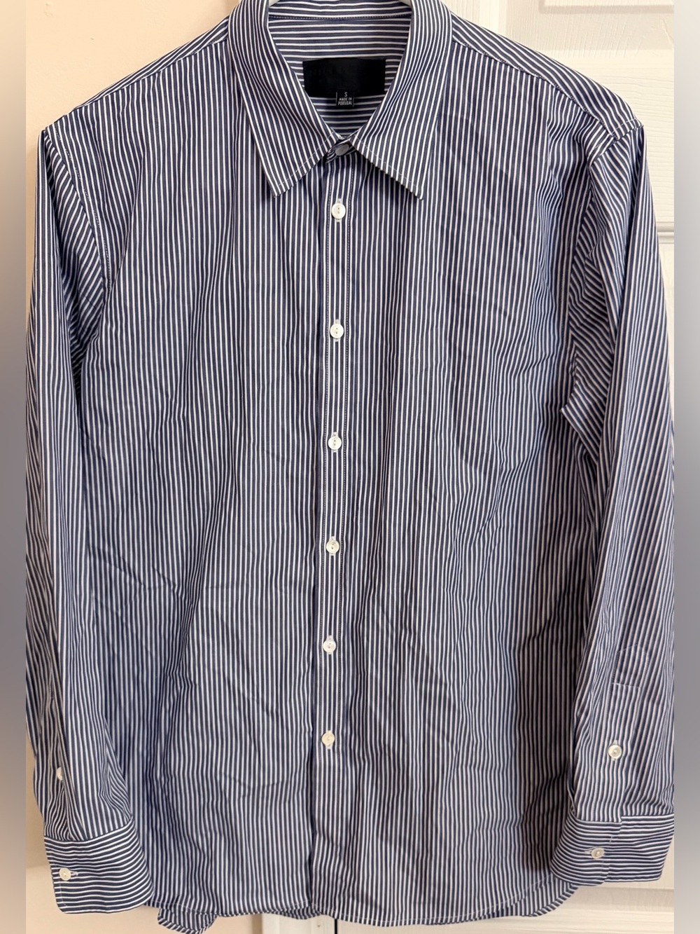 Nili Lotan 100% Cotton Vertical Striped Men’s S Long Sleeve Button Up Shirt